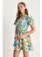 Kadın Çiçek Desenli Fiyonk Detaylı Mini Elbise 5