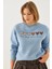 Kadın Üç Iplik Şardonlu Renkli Kalp Baskılı Sweatshirt Mbhs 2