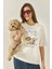 Kadın Yavru Köpek Premium Baskılı Oversize Pamuklu T-Shirt Öt 2
