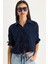 Kadın Bağlama Detaylı Kolları Büzgülü Müslin Crop Gömlek 1