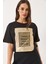 Kadın Bisiklet Yaka Kısa Kollu Taş Baskılı Oversize T-Shirt 4
