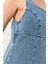Kadın Geniş Yaka Askılı Kloş Denim Elbise 4