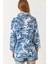 Kadın Kol Katlamalı Yaprak Desenli Viskon Gömlek 4