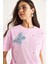 Kadın Kelebek Aksesuarlı Taş Işlemeli Kısa Kollu T-Shirt 5