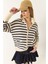 Kadın Çizgili Fermuarlı Triko Hırka 3