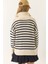 Kadın Çizgili Fermuarlı Triko Hırka 7
