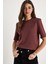 Kadın Bisiklet Yaka Vatkalı Pamuklu Basic T-Shirt 3