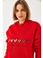 Kadın Kapişonlu Üç Iplik Şardonlu Renkli Kalp Baskılı Sweatshirt 1