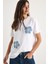 Çiçek Taş Aksesuarlı Kısa Kollu Bisiklet Yaka T-Shirt 3