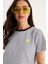 Kadın Limon Nakışlı Çizgili Pamuklu Basic T-Shirt 1