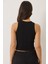 Kadın Fitilli Halter Yaka Kaşkorse Basic Crop Top Atlet 4