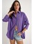 Kadın Düşük Omuz Oversize Basic Bürümcük Gömlek 3