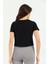Siyah Crop V-Yaka Kadın Tişört 2