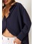 Kadın Düşük Omuz Oversize Basic Bürümcük Gömlek 4