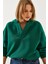 Kadın Kapişonlu V Yaka Sweatshirt 1