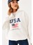 Kadın Arım Fermuarlı Usa Baskılı Dik Yaka Sweatshirt 1