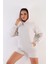 Kapüşonlu Sweatshirt Kadın Şort Takım Kahve Melanj 1