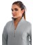 Koyu Gri Dik Yaka Fermuarlı Sweatshirt Kadın Eşofman Takım 5