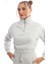 Dik Yaka Crop Sweatshirt Kadın Eşofman Takım Gri Melanj 5
