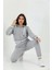 Kapüşonlu Sweatshirt Ikili Kadın Takım Gri Melanj 2