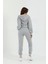 Kapüşonlu Sweatshirt Ikili Kadın Takım Gri Melanj 4