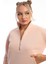 Fermuarlı Dik Yaka Kadın Sweatshirt Pudra 1