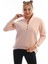 Fermuarlı Dik Yaka Kadın Sweatshirt Pudra 2