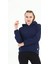 Kapüşonlu Kanguru Cepli Basic Lacivert Kadın Sweatshirt 1