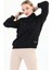 Siyah Organik Kadın Sweatshirt Balıkçı Yaka 2