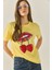 Kadın Cherry Lips Baskılı Taş Detaylı Normal Kalıp T-Shirt 1