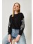 Kadın Kolları Nakış Desenli Sweatshirt 2