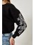 Kadın Kolları Nakış Desenli Sweatshirt 3