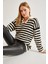 Kadın Gömlek Yaka Çizgili Kazak 1