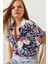 Kadın Çiçek Desenli Kısa Kollu Viskon Gömlek 2