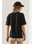 Kadın Yandan Yırtmaçlı Kol Katlama Detaylı Bisiklet Yaka Kısa Kollu Basic T-Shirt 2
