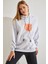 Kadın Kapişonlu Üç Iplik Şardonlu Önü ve Arkası Baskılı Oversize Sweatshirt 1