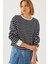 Kadın Üç Iplik Şardonlu Çizgili Sweatshirt 1