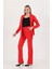 Kırmızı Blazer Asimetrik Ceket Pantolon Takım 3