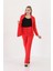 Kırmızı Blazer Asimetrik Ceket Pantolon Takım 3