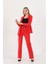 Kırmızı Blazer Asimetrik Ceket Pantolon Takım 5