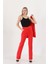 Kırmızı Blazer Asimetrik Ceket Pantolon Takım 3