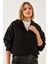 Kadın Kapişonlu V Yaka Sweatshirt 2