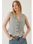 Kadın V Yaka Viskon Biyeli Astarlı Yelek 1