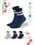 Çizgili Renkli Unisex Tenis Çorabı Dikişsiz 4'lü (Siyah, Beyaz, Gri Melanj, Lacivert 1