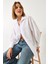 Kadın Oval Kesim Yanları Yırtmaçlı Basic Oversize Gömlek G 1