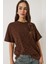 Kadın Pul Detaylı Bisiklet Yaka Kısa Kollu T-Shirt 1