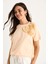 Kadın Çiçek Aksesuarlı Regular Bisiklet Yaka T-Shirt 3