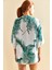 Kadın Kolları Dantel Detaylı Desenli Viskon Kimono 3