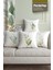 Sade Modern Tasarımlı Yeşil Yapraklar Desenli 4lü Dijital Baskılı Kırlent Yastık Kılıfı Krem 43X43 cm 005 1