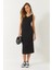 Kadın V Yaka Kalın Askılı Midi Boy Basic Elbise 2
